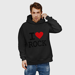 Толстовка оверсайз мужская I love Rock, цвет: черный — фото 2