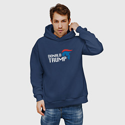 Толстовка оверсайз мужская Donald Trump Logo, цвет: тёмно-синий — фото 2