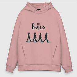 Толстовка оверсайз мужская The Beatles: Abbey Road, цвет: пыльно-розовый