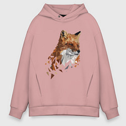 Толстовка оверсайз мужская Полигональный лис, цвет: пыльно-розовый