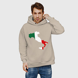 Толстовка оверсайз мужская Италия (Italy), цвет: миндальный — фото 2
