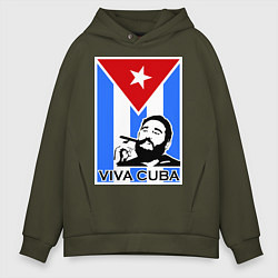 Толстовка оверсайз мужская Fidel: Viva, Cuba!, цвет: хаки