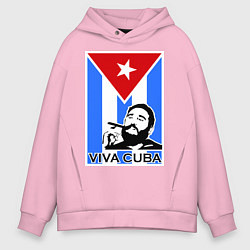 Толстовка оверсайз мужская Fidel: Viva, Cuba!, цвет: светло-розовый