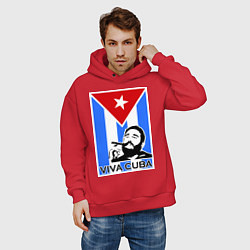 Толстовка оверсайз мужская Fidel: Viva, Cuba!, цвет: красный — фото 2