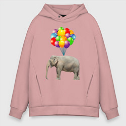 Толстовка оверсайз мужская Воздушный слоник, цвет: пыльно-розовый