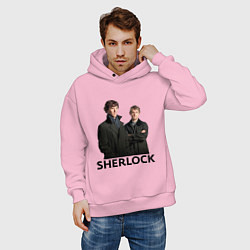 Толстовка оверсайз мужская Sherlock, цвет: светло-розовый — фото 2