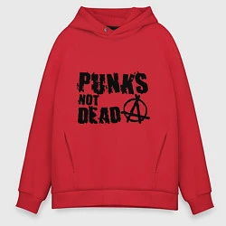 Толстовка оверсайз мужская Punks not dead, цвет: красный