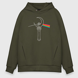 Толстовка оверсайз мужская Dark side of the moon, цвет: хаки