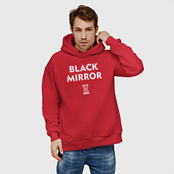 Толстовка оверсайз мужская Black Mirror: Loading цвета красный — фото 2