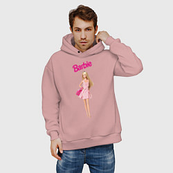 Толстовка оверсайз мужская Барби на прогулке, цвет: пыльно-розовый — фото 2