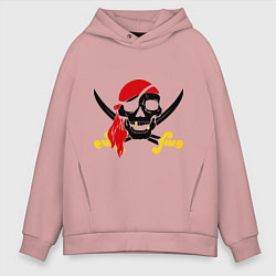 Толстовка оверсайз мужская Пиратская футболка, цвет: пыльно-розовый