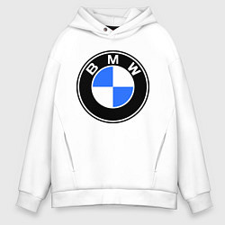 Толстовка оверсайз мужская Logo BMW, цвет: белый
