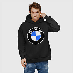 Толстовка оверсайз мужская Logo BMW, цвет: черный — фото 2
