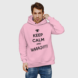 Толстовка оверсайз мужская Keep Calm & WAAAGH, цвет: светло-розовый — фото 2