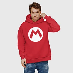 Толстовка оверсайз мужская Символ Марио, цвет: красный — фото 2