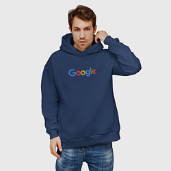 Толстовка оверсайз мужская Google, цвет: тёмно-синий — фото 2