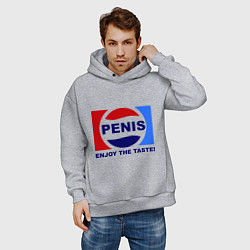 Толстовка оверсайз мужская Penis. Enjoy the taste, цвет: меланж — фото 2