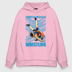 Толстовка оверсайз мужская Greco-roman wrestling, цвет: светло-розовый