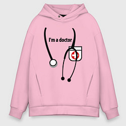 Толстовка оверсайз мужская I m doctor, цвет: светло-розовый