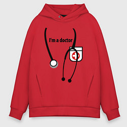 Толстовка оверсайз мужская I m doctor, цвет: красный