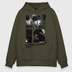 Толстовка оверсайз мужская My name is slim shady, цвет: хаки