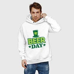 Толстовка оверсайз мужская Beer day, цвет: белый — фото 2
