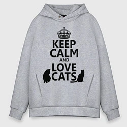 Толстовка оверсайз мужская Keep Calm & Love Cats, цвет: меланж