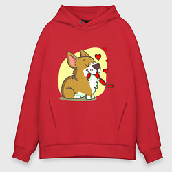 Толстовка оверсайз мужская Влюбленный песик, цвет: красный