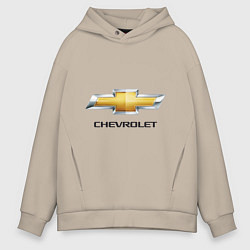 Толстовка оверсайз мужская Chevrolet логотип, цвет: миндальный