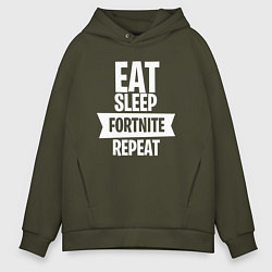 Толстовка оверсайз мужская Eat Sleep Fortnite Repeat, цвет: хаки