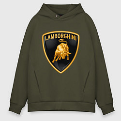 Толстовка оверсайз мужская Lamborghini logo, цвет: хаки