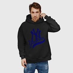 Толстовка оверсайз мужская NY - Yankees, цвет: черный — фото 2