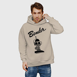 Толстовка оверсайз мужская Bender monochrome, цвет: миндальный — фото 2