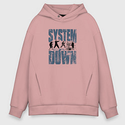 Толстовка оверсайз мужская System of a Down большое лого, цвет: пыльно-розовый