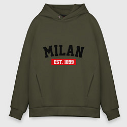 Толстовка оверсайз мужская FC Milan Est. 1899, цвет: хаки