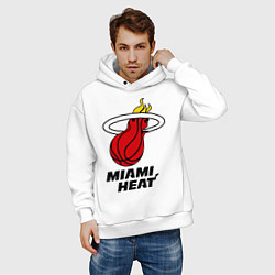 Толстовка оверсайз мужская Miami Heat-logo, цвет: белый — фото 2
