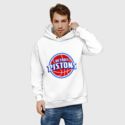 Толстовка оверсайз мужская Detroit Pistons - logo, цвет: белый — фото 2