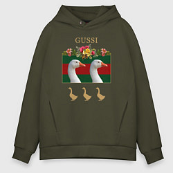 Толстовка оверсайз мужская GUSSI: Flowers Style, цвет: хаки