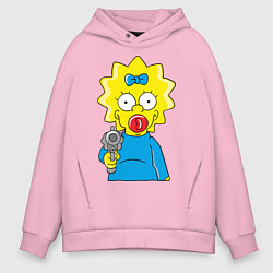 Толстовка оверсайз мужская Мэгги с револьвером, цвет: светло-розовый