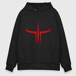 Толстовка оверсайз мужская Quake logo, цвет: черный