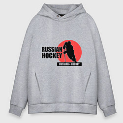 Толстовка оверсайз мужская Russian hockey, цвет: меланж