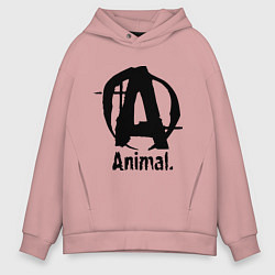 Толстовка оверсайз мужская Animal Logo, цвет: пыльно-розовый