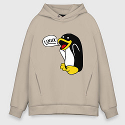 Мужское худи оверсайз Пингвин: Linux
