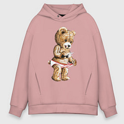 Толстовка оверсайз мужская Nasty Bear, цвет: пыльно-розовый