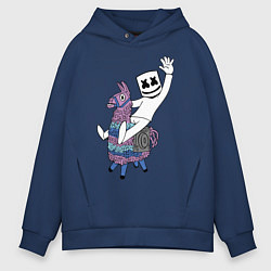 Толстовка оверсайз мужская Marshmello x Llama, цвет: тёмно-синий