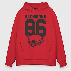 Толстовка оверсайз мужская Toyota AE86 Hachiroku, цвет: красный