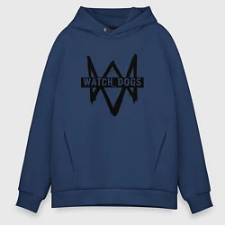 Толстовка оверсайз мужская Watch Dogs: Black Logo, цвет: тёмно-синий