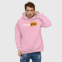Толстовка оверсайз мужская PornHub: Love You, цвет: светло-розовый — фото 2