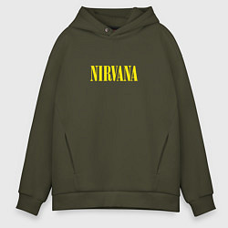 Толстовка оверсайз мужская Nirvana Нирвана Логотип, цвет: хаки