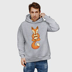 Толстовка оверсайз мужская Лисенок занимается йогой, цвет: меланж — фото 2